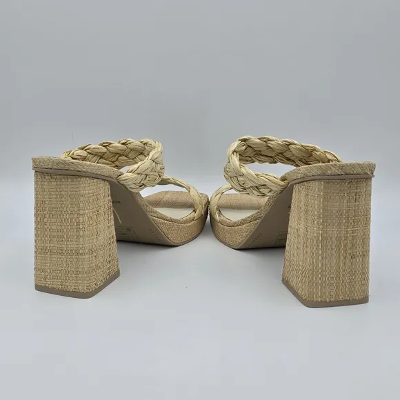 NWOT Dolce Vita Women's Ashby Braided Two-Band Platform Sandals—LtNatural Raffia