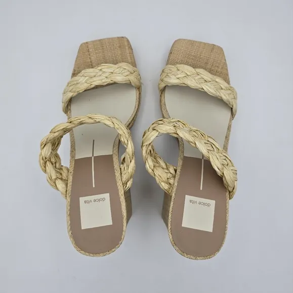 NWOT Dolce Vita Women's Ashby Braided Two-Band Platform Sandals—LtNatural Raffia