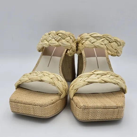 NWOT Dolce Vita Women's Ashby Braided Two-Band Platform Sandals—LtNatural Raffia