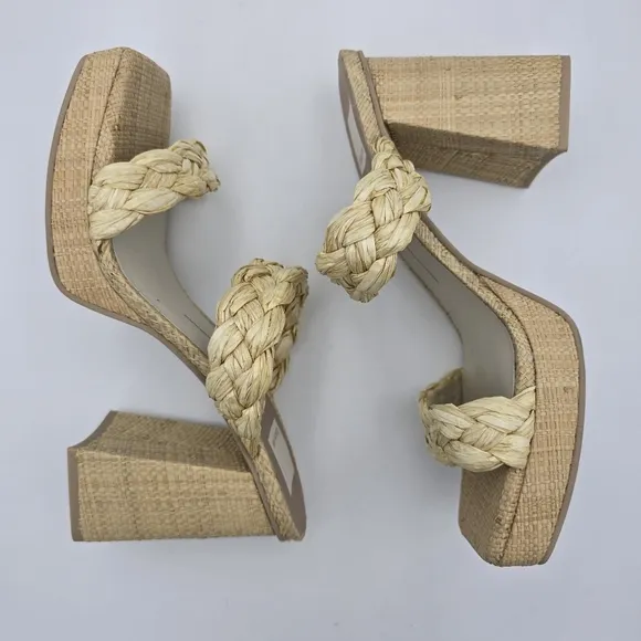 NWOT Dolce Vita Women's Ashby Braided Two-Band Platform Sandals—LtNatural Raffia