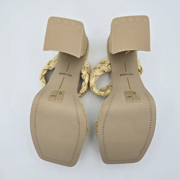 NWOT Dolce Vita Women's Ashby Braided Two-Band Platform Sandals—LtNatural Raffia