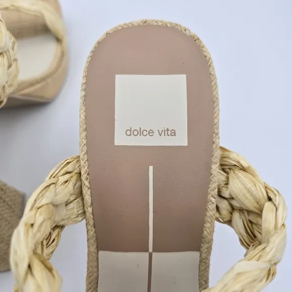 NWOT Dolce Vita Women's Ashby Braided Two-Band Platform Sandals—LtNatural Raffia