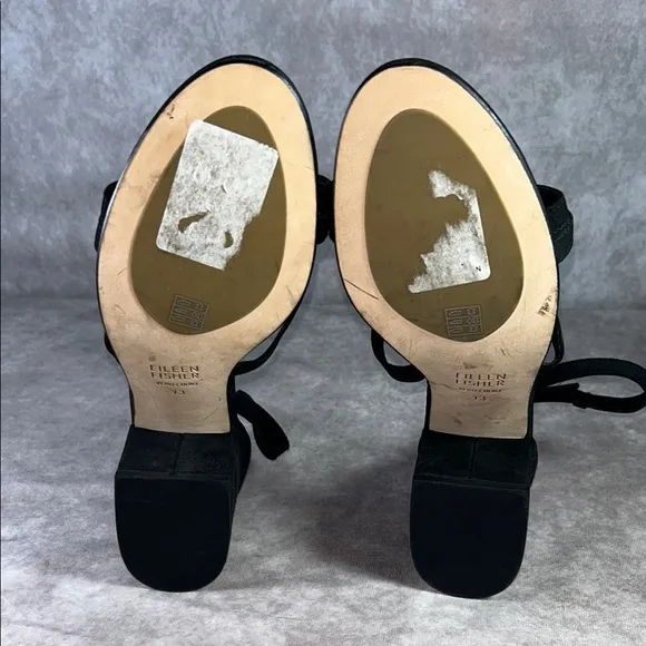 NWOT Eileen Fisher Black Women's Sandals Heeled Sz 13 Block Heel Summer