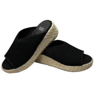 NWOT EILEEN FISHER Tali Platform Wedge Slip On Black Sandals Women's Size 6.5