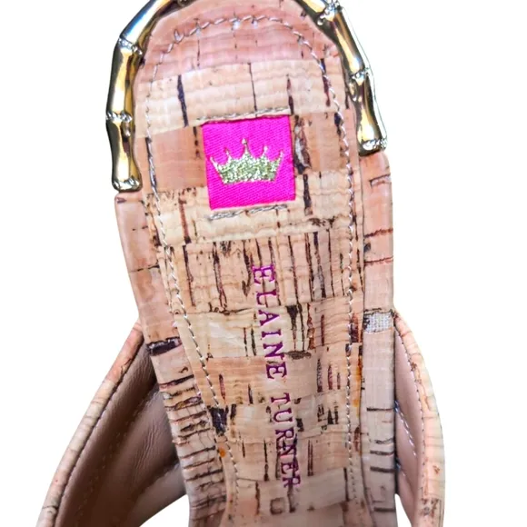 NWOT Elaine Turner Cork Block Heel Slip On Strappy Sandals Women's Size 8.5