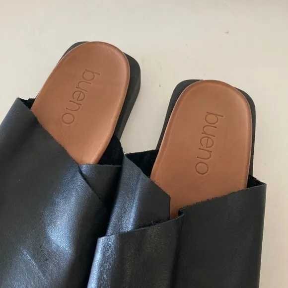 NWOT Free People Bueno Sadie Slip-On Black Leather Sandals Sz 40