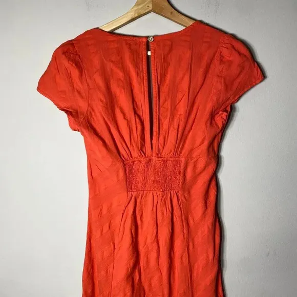 NWOT Free People Women's Small Short Sleeve Natalya Babydoll Midi Dress Orange