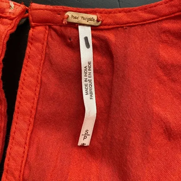 NWOT Free People Women's Small Short Sleeve Natalya Babydoll Midi Dress Orange