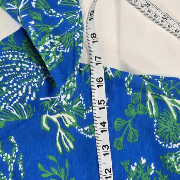NWOT Lilly Pulitzer Blue Green 3/4 Bell Sleeve Mini Dress Pima Cotton Size XS