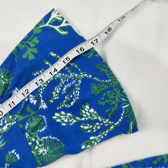 NWOT Lilly Pulitzer Blue Green 3/4 Bell Sleeve Mini Dress Pima Cotton Size XS