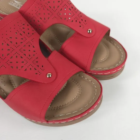NWOT SHIBEVER Low Comfortable Wedge Platform Sandal Open Toe Slip On Sz 39 US 8