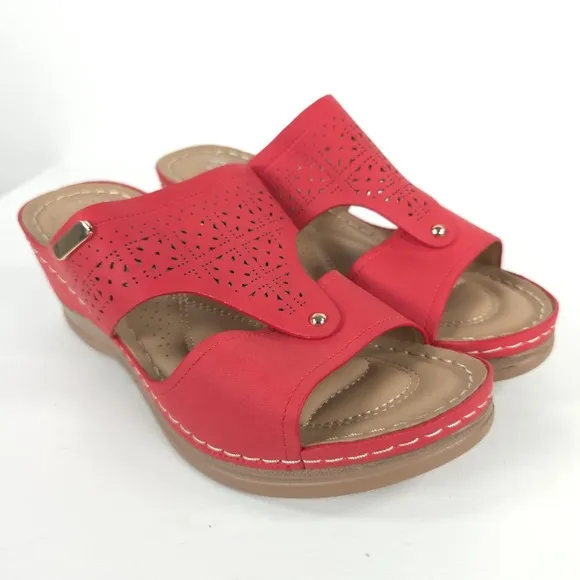 NWOT SHIBEVER Low Comfortable Wedge Platform Sandal Open Toe Slip On Sz 39 US 8