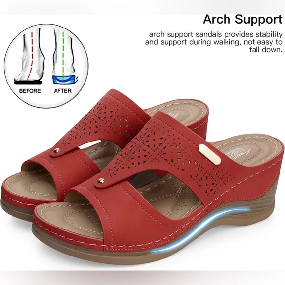 NWOT SHIBEVER Low Comfortable Wedge Platform Sandal Open Toe Slip On Sz 39 US 8