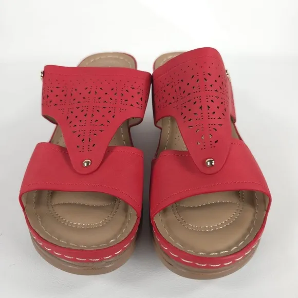 NWOT SHIBEVER Low Comfortable Wedge Platform Sandal Open Toe Slip On Sz 39 US 8