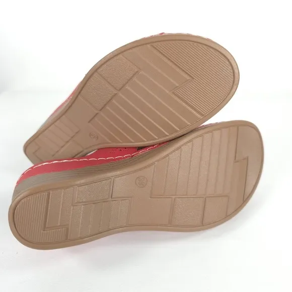 NWOT SHIBEVER Low Comfortable Wedge Platform Sandal Open Toe Slip On Sz 39 US 8
