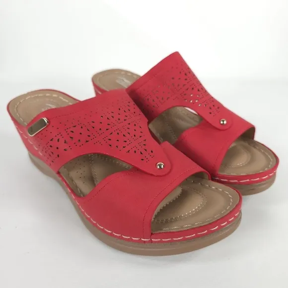 NWOT SHIBEVER Low Comfortable Wedge Platform Sandal Open Toe Slip On Sz 39 US 8