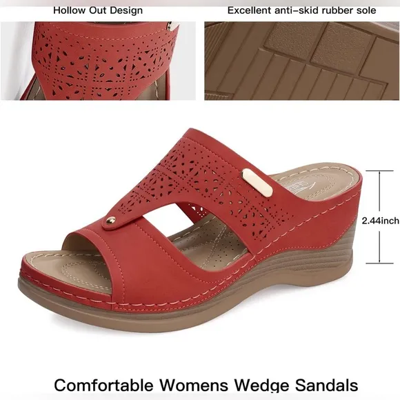 NWOT SHIBEVER Low Comfortable Wedge Platform Sandal Open Toe Slip On Sz 39 US 8