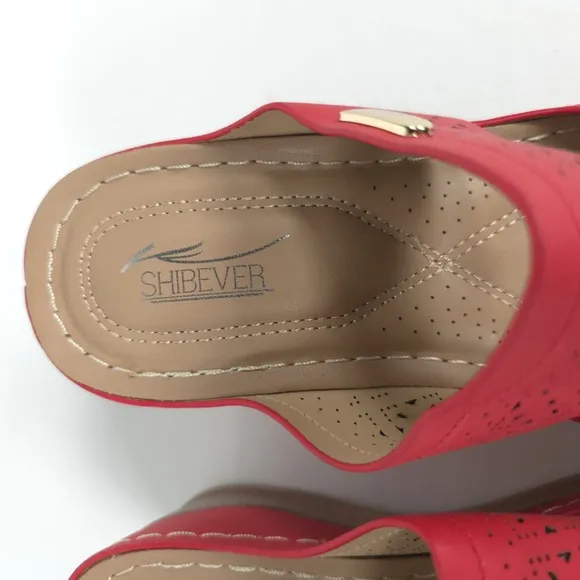NWOT SHIBEVER Low Comfortable Wedge Platform Sandal Open Toe Slip On Sz 39 US 8