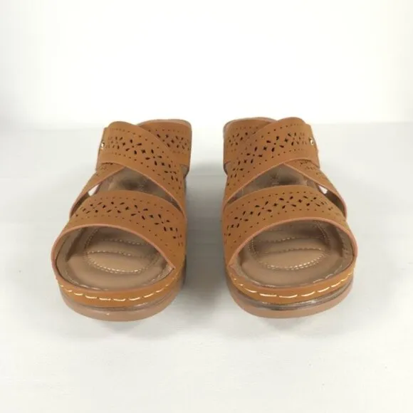 NWOT SHIBEVER Low Comfortable Wedge Sandal Open Toe Slip On Size 39 US 8