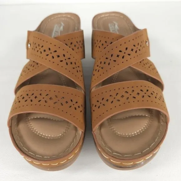 NWOT SHIBEVER Low Comfortable Wedge Sandal Open Toe Slip On Size 39 US 8