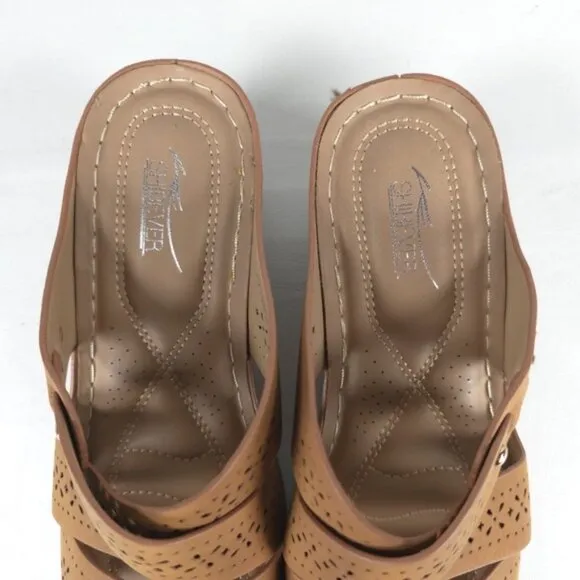 NWOT SHIBEVER Low Comfortable Wedge Sandal Open Toe Slip On Size 39 US 8
