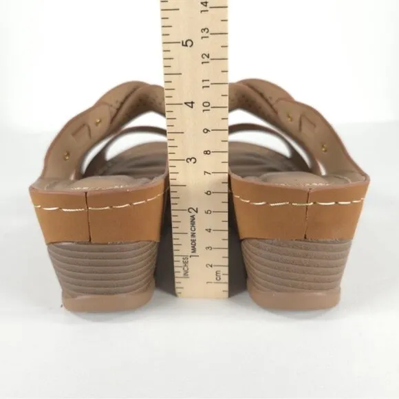 NWOT SHIBEVER Low Comfortable Wedge Sandal Open Toe Slip On Size 39 US 8