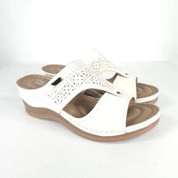 NWOT SHIBEVER Low Comfortable Wedge Sandal Open Toe Slip On Size 42