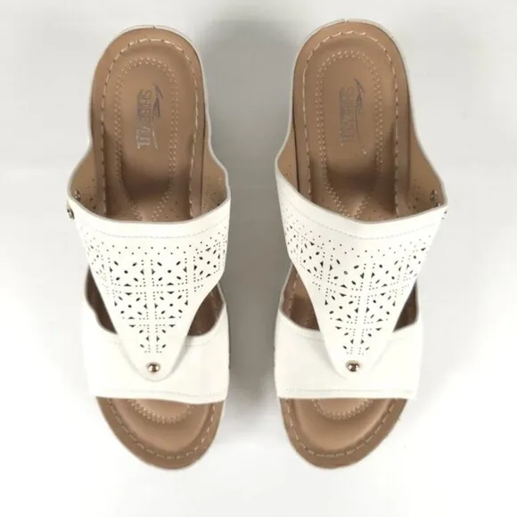NWOT SHIBEVER Low Comfortable Wedge Sandal Open Toe Slip On Size 42