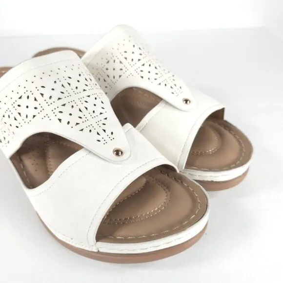 NWOT SHIBEVER Low Comfortable Wedge Sandal Open Toe Slip On Size 42