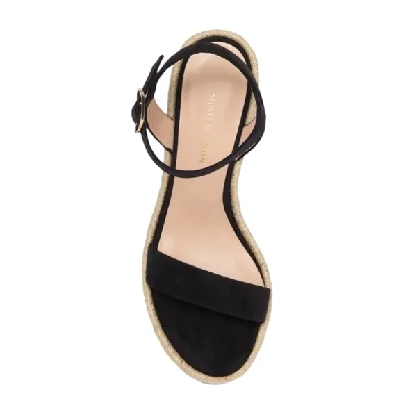 NWOT Stuart Weitzman Teddi Espadrille Black Wedge Sandals – Sz 11