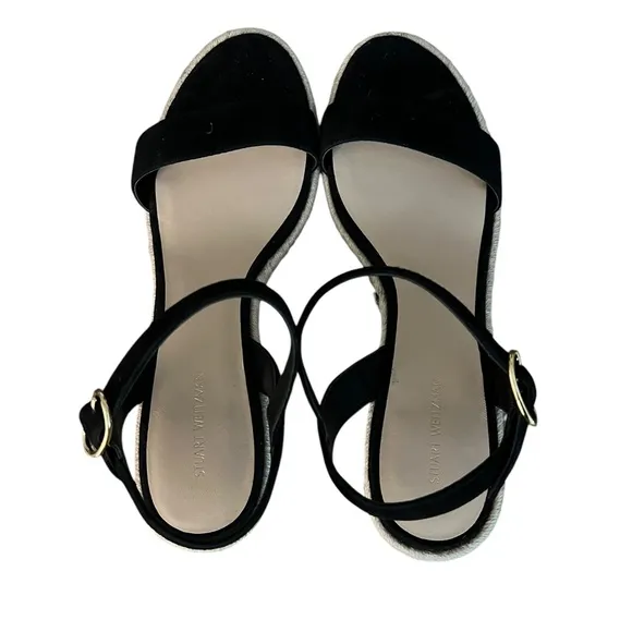 NWOT Stuart Weitzman Teddi Espadrille Black Wedge Sandals – Sz 11