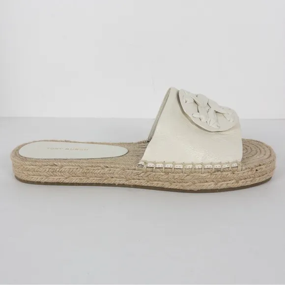 NWOT Tory Burch Woven Double T Espadrille Slide Sandals