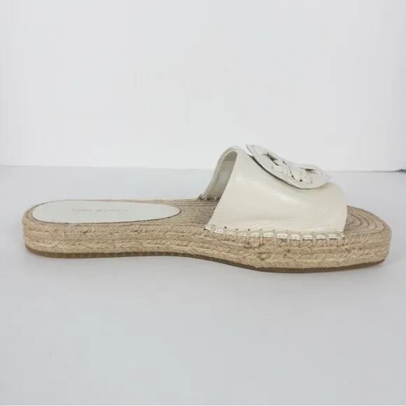 NWOT Tory Burch Woven Double T Espadrille Slide Sandals
