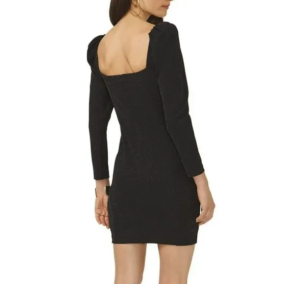 NWT 1.State Square Neck Princess Seam Metallic Shimmer Cocktail Mini Dress