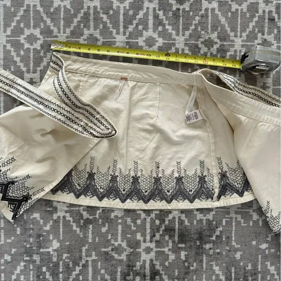 NWT 8 Free People Dream Away Wrap Ultra Mini Skirt Black embroidery scallops