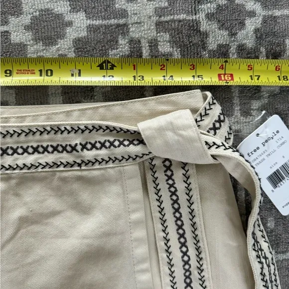 NWT 8 Free People Dream Away Wrap Ultra Mini Skirt Black embroidery scallops