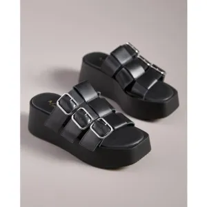 NWT Anthropologie Black Leather Strap Sandals - 38 EU (7.5-8.0 US)