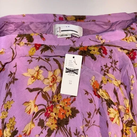 NWT, Anthropologie Boho Chic Midi Skirt, Size 14,‎ Lavender Floral