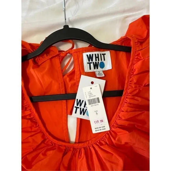NWT Anthropologie WHIT TWO Flouncy Ruffled Orange Oversized Nap Maxi Dress S