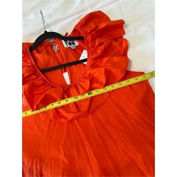 NWT Anthropologie WHIT TWO Flouncy Ruffled Orange Oversized Nap Maxi Dress S