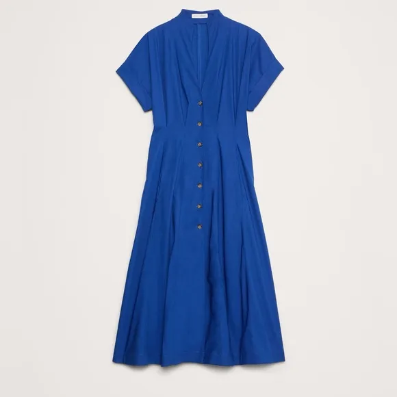 NWT! Banana Republic Black Cotton Poplin Shirt Dress - Size 14 Petite