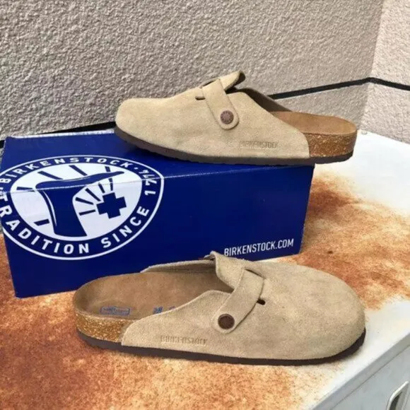 NWT  Birkenstock Boston Clog Suede Sandal Mink
