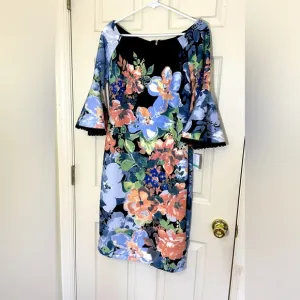 NWT Black Floral Off-Shoulders Dress Size 8