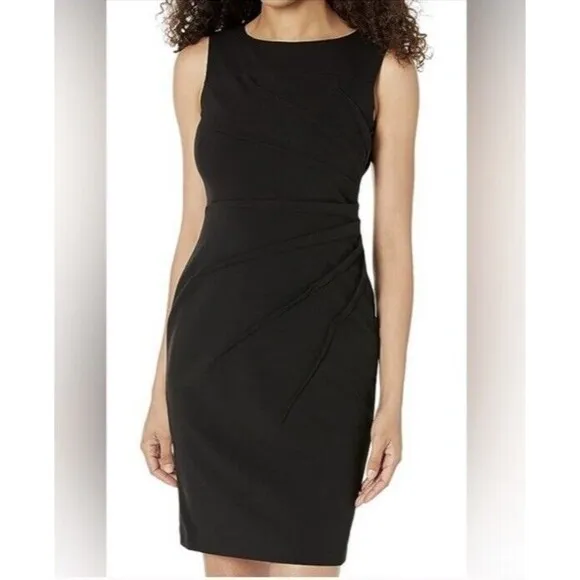 NWT Calvin Klein Black Sleeveless Career Cocktail Sheath Dress Women Sz 8