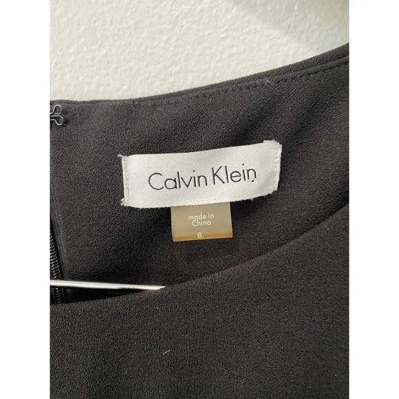NWT Calvin Klein Black Sleeveless Career Cocktail Sheath Dress Women Sz 8