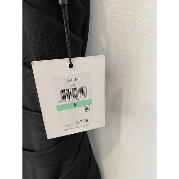 NWT Calvin Klein Black Sleeveless Career Cocktail Sheath Dress Women Sz 8