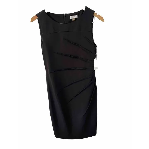 NWT Calvin Klein Black Sleeveless Career Cocktail Sheath Dress Women Sz 8