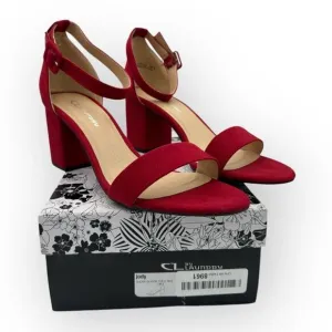 NWT CL By Laundry Womens Jody Super Suede Sandals Ruby Red Size 10M