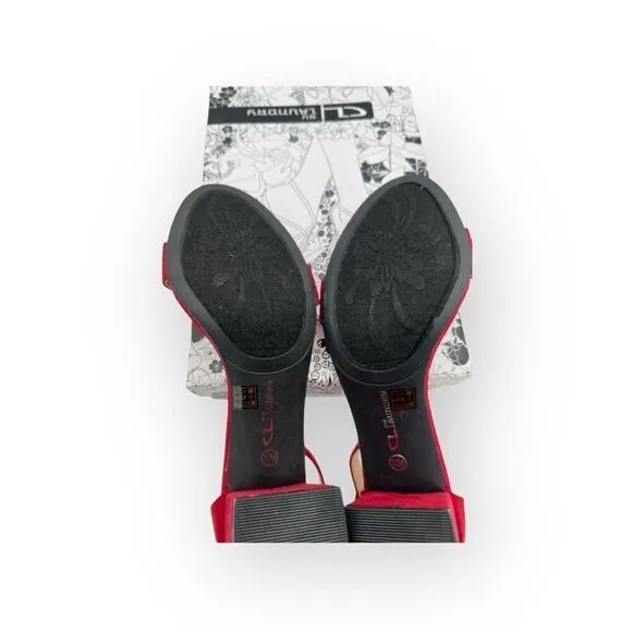 NWT CL By Laundry Womens Jody Super Suede Sandals Ruby Red Size 10M