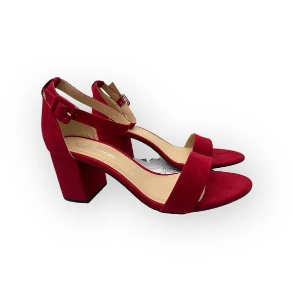 NWT CL By Laundry Womens Jody Super Suede Sandals Ruby Red Size 10M